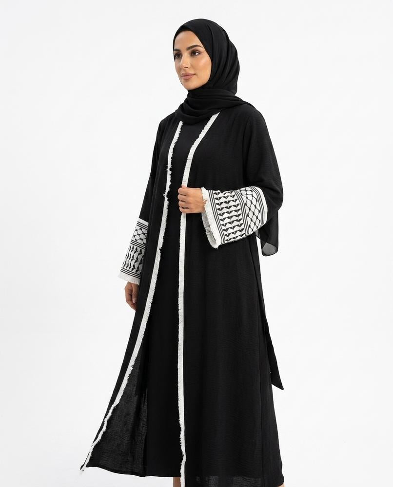 Nisa Outlet - Romon | Fringed Open-Front Abaya Women