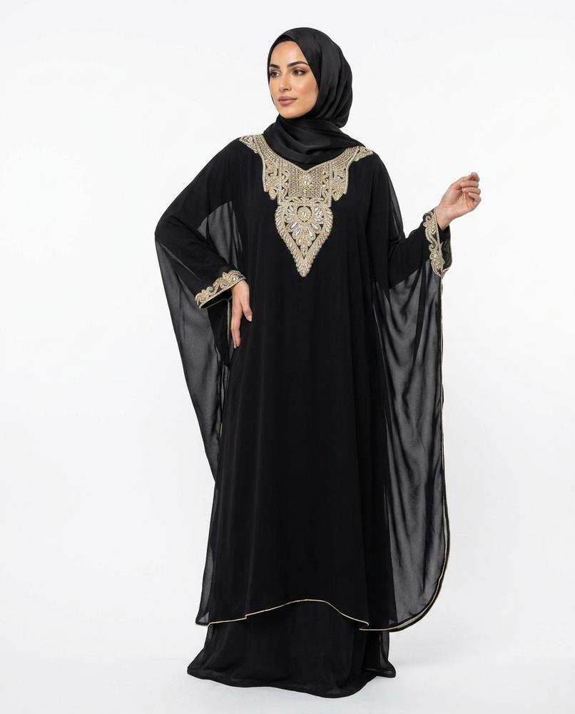 Nisa Outlet - Sasen | Embroidered Wide-sleeved Abaya Women