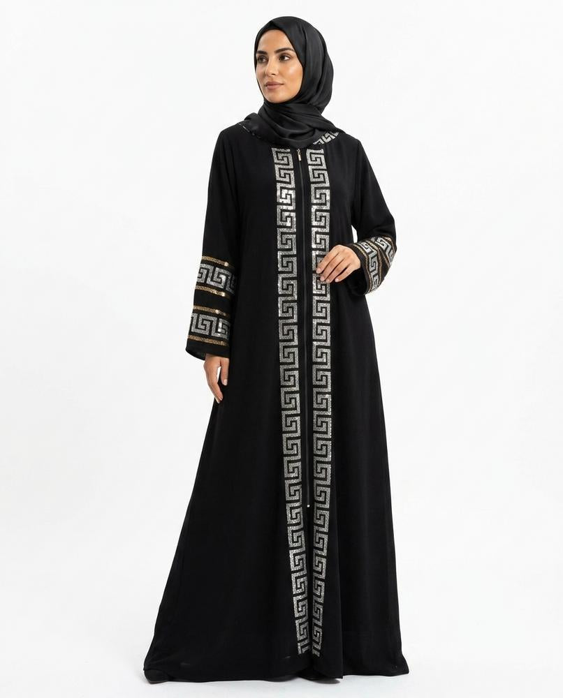 Nisa Outlet - Risen | Sequined Zip-Front Abaya Women