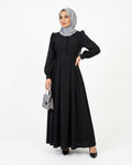 Nisa Outlet - Elser | Belted Puff-Sleeved Abaya Women