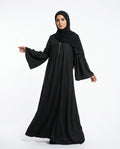 Nisa Outlet - Zakar | Flared-Sleeve Zip-Neck Abaya Women
