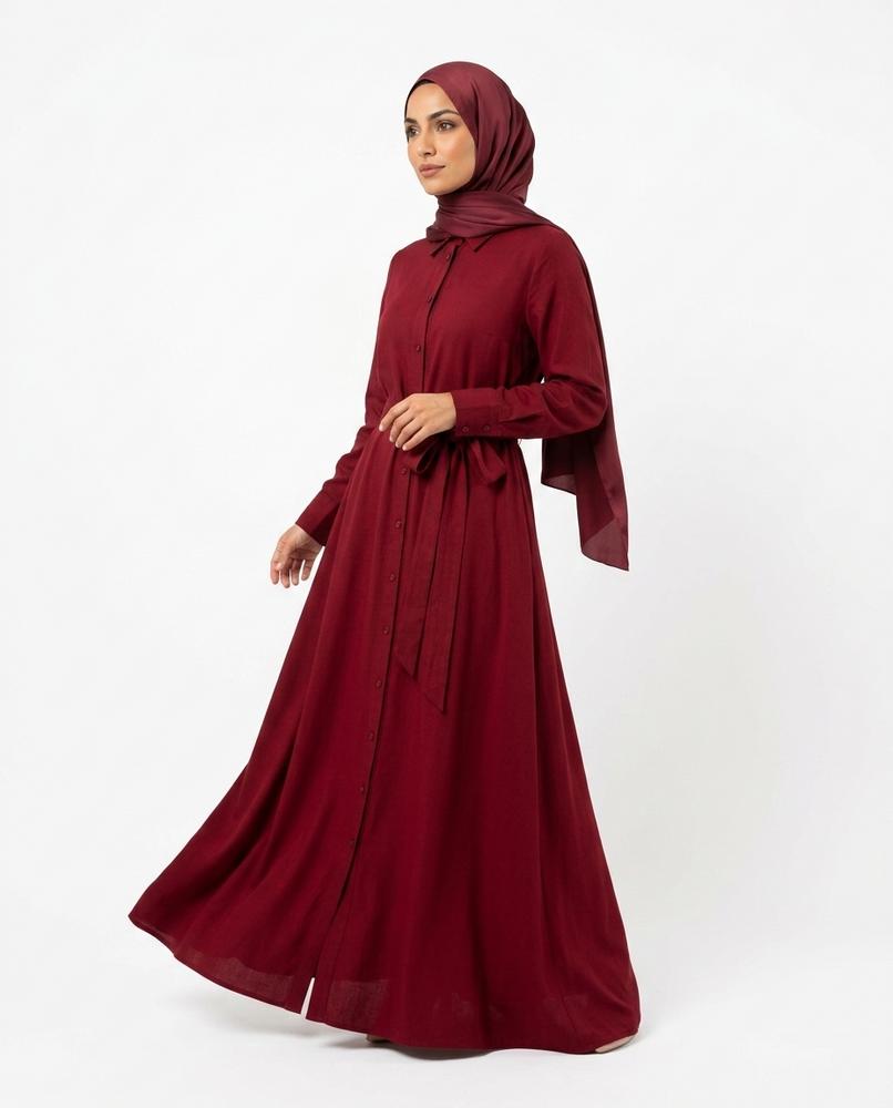 Nisa Outlet - Alrel | Belted Collared Abaya Women