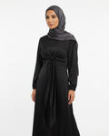Nisa Outlet - Lodar | Tie-front Satin-finish Abaya Women