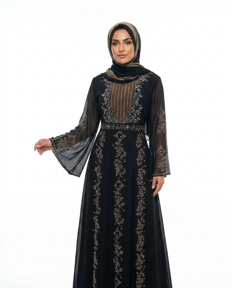 Nisa Outlet - Vemel | Embellished Flowing Abaya Women