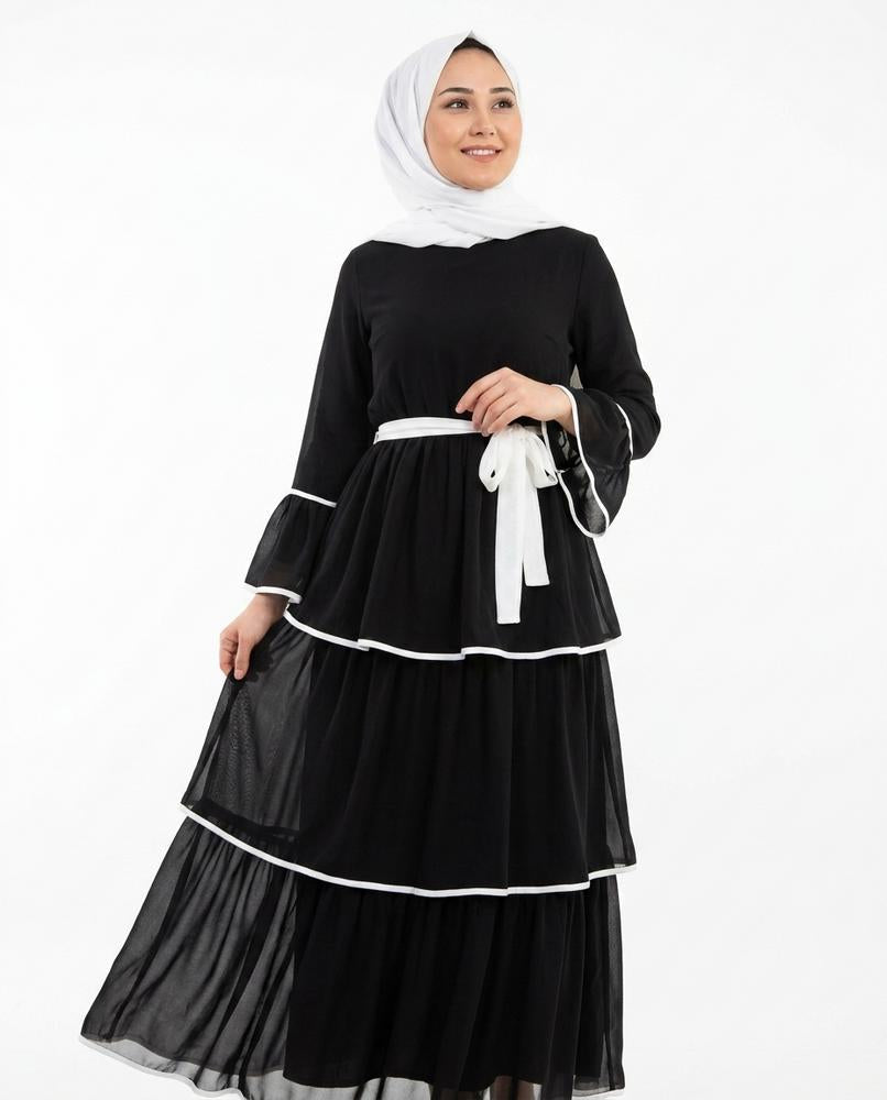 Nisa Outlet - Davel | Tiered Flared-Sleeve Abaya Women