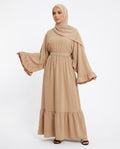 Nisa Outlet - Varam | Textured Flared-Sleeved Abaya Women