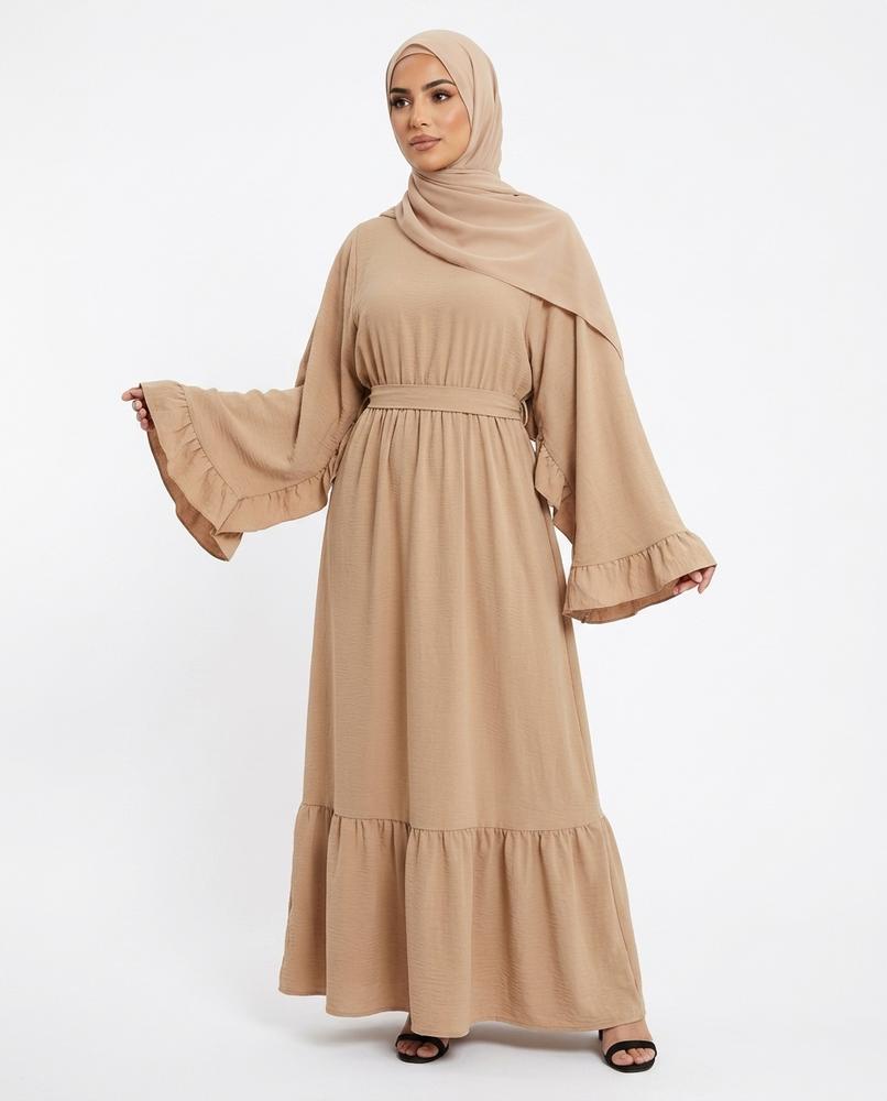 Nisa Outlet - Varam | Textured Flared-Sleeved Abaya Women