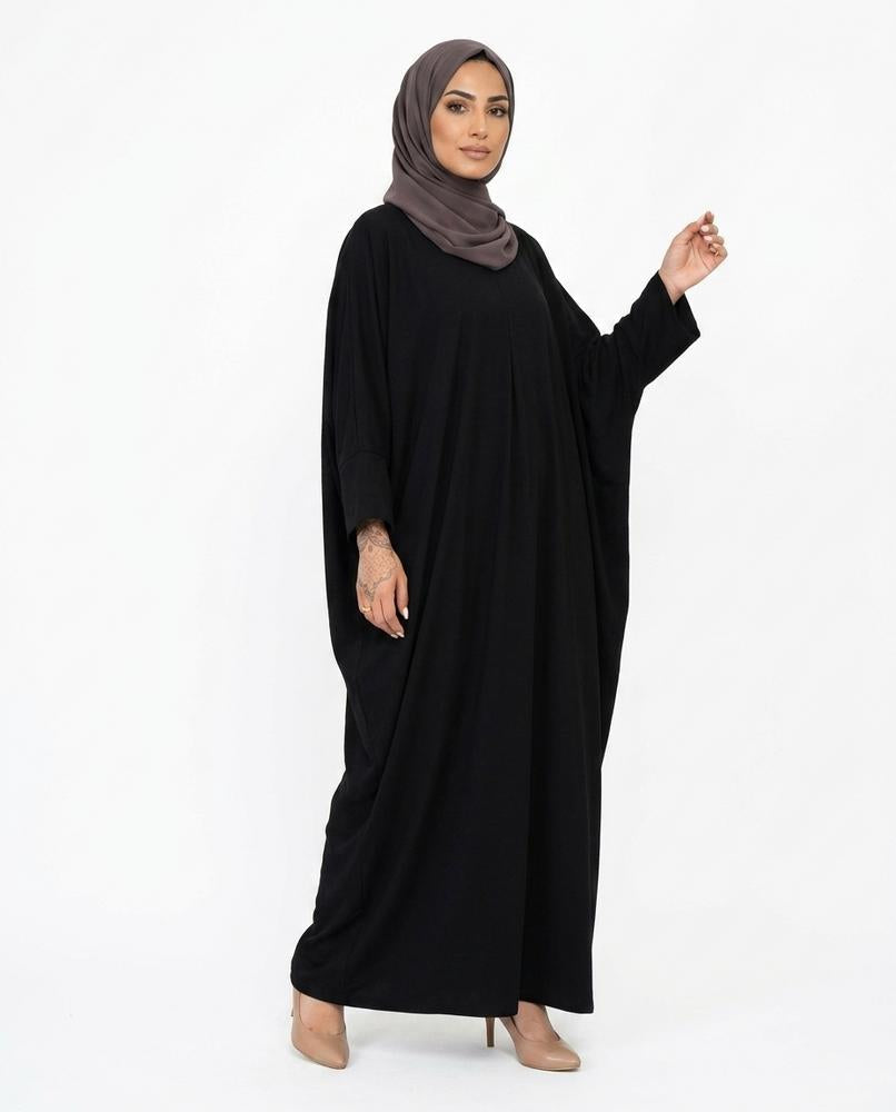 Nisa Outlet - Daver | Wide-Sleeved Opaque Abaya Women