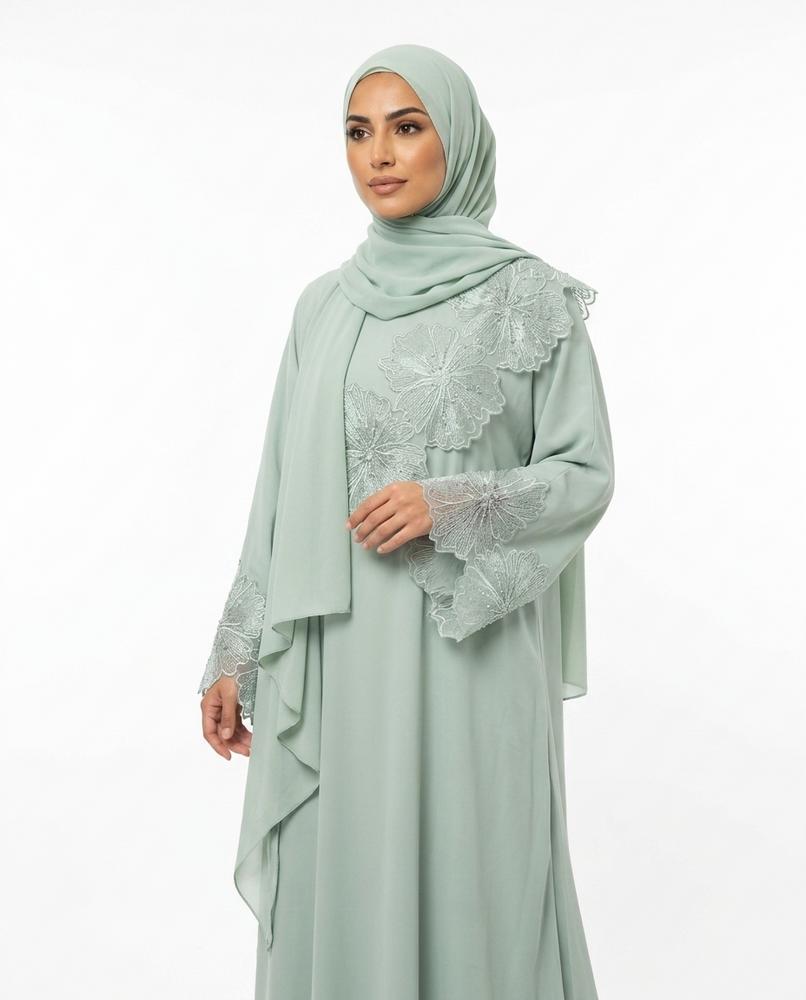Nisa Outlet - Sasin | Embroidered Flowing Abaya Women