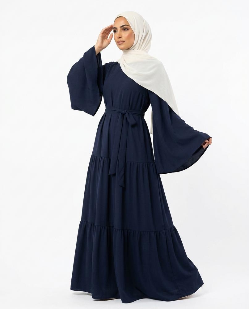 Nisa Outlet - Roron | Flared-Sleeve Tiered Abaya Women