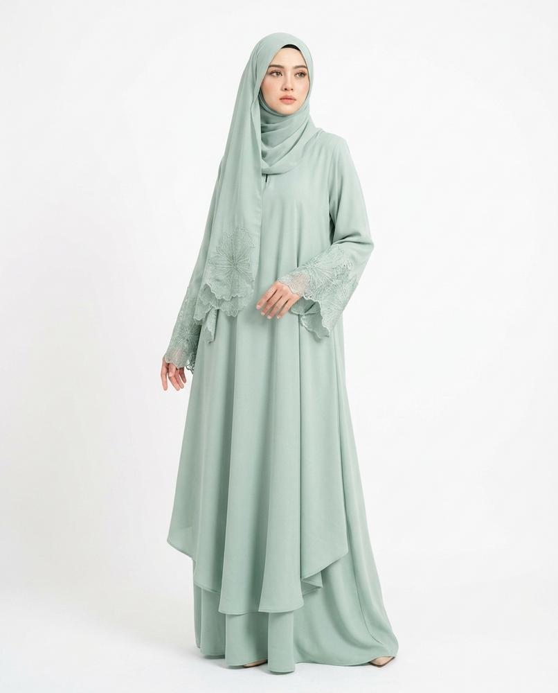 Nisa Outlet - Lyser | Embroidered Flowing Abaya Women