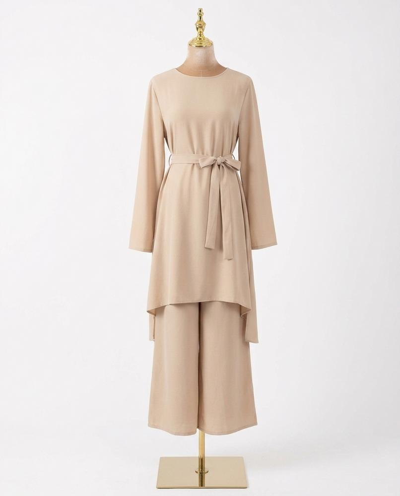 Nisa Outlet - Nedar | Belted Flowing Two-piece Set Women