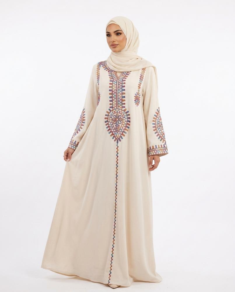 Nisa Outlet - Yoram | Embroidered Floor-length Kaftan Women