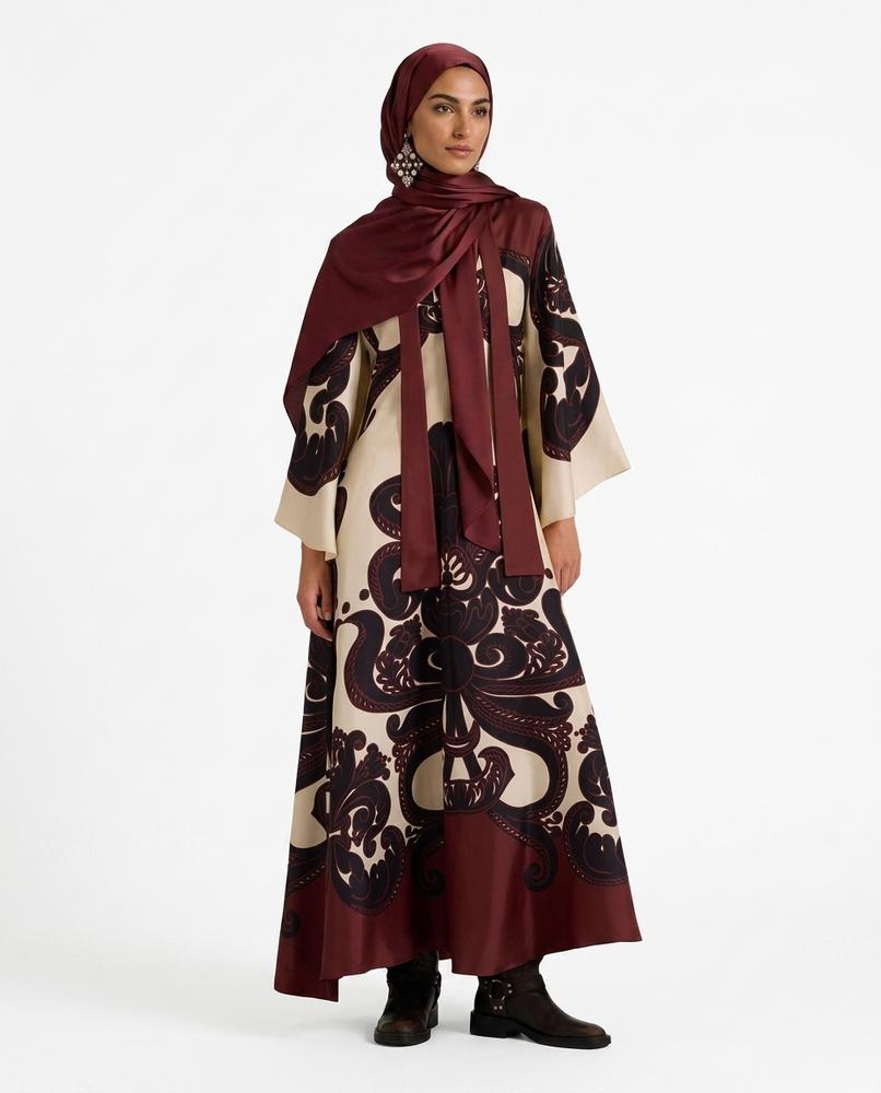 Nisa Outlet - Daral | Wide-Cut Patterned Abaya Women