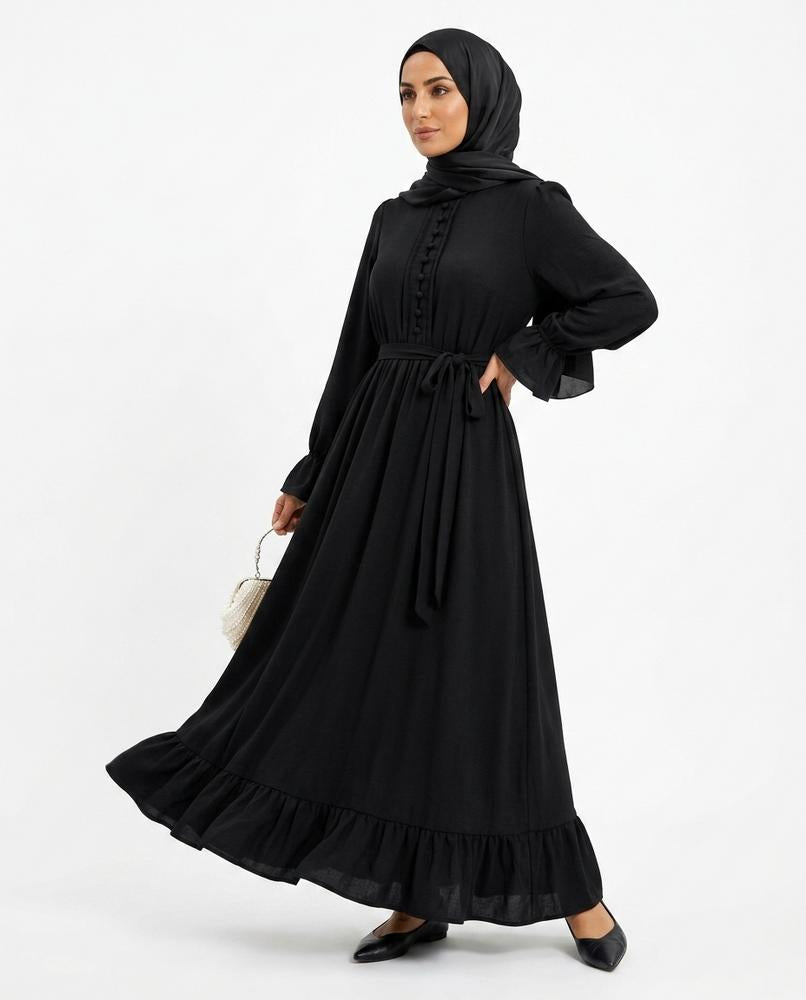 Nisa Outlet - Lonav | Button-down Ruffled Abaya Women