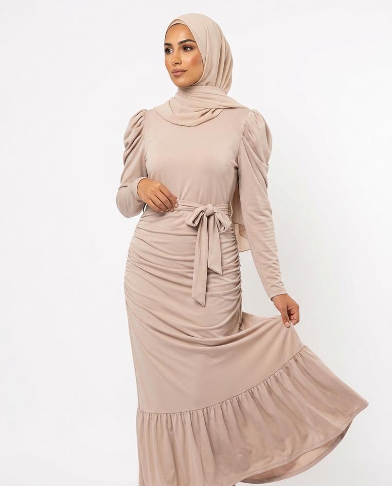 Nisa Outlet - Datir | Ruched Puffed-Sleeve Abaya Women