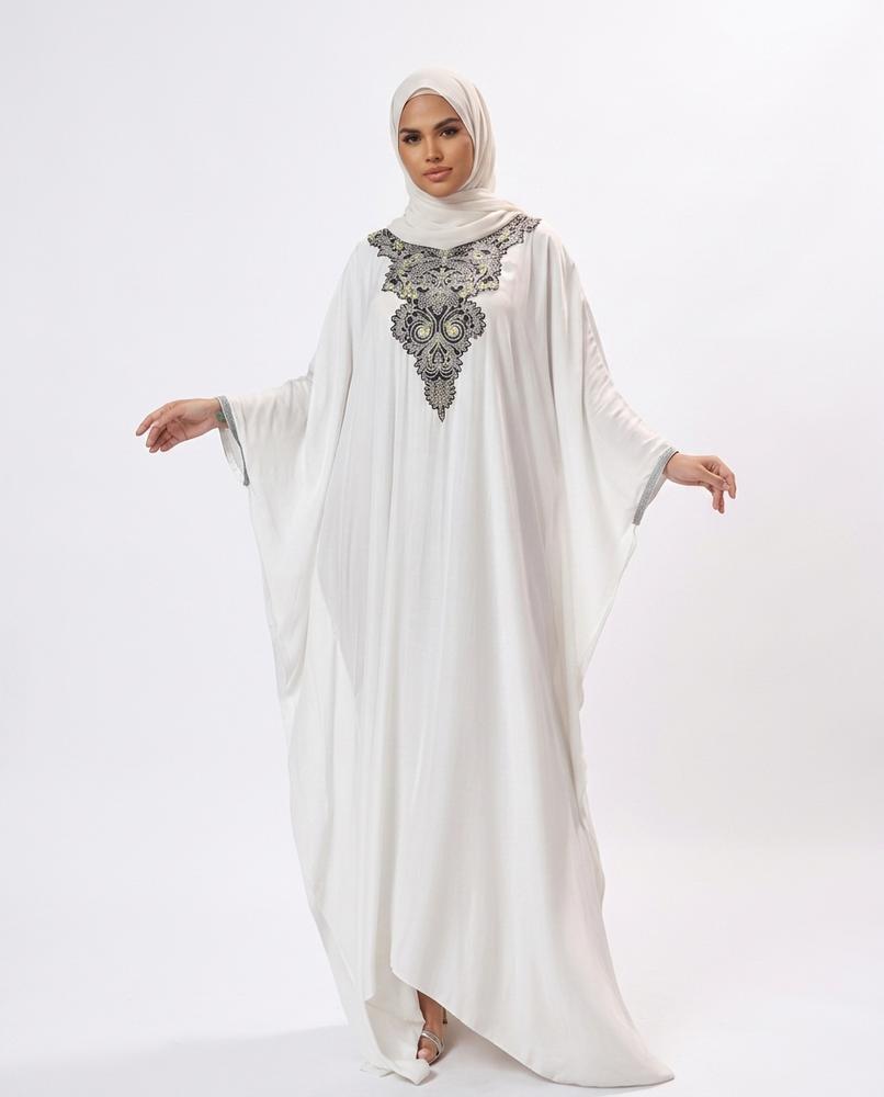 Nisa Outlet - Satir | Embroidered Wide-sleeved Kaftan Women