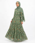 Nisa Outlet - Lakar | Patterned Tiered Abaya Women