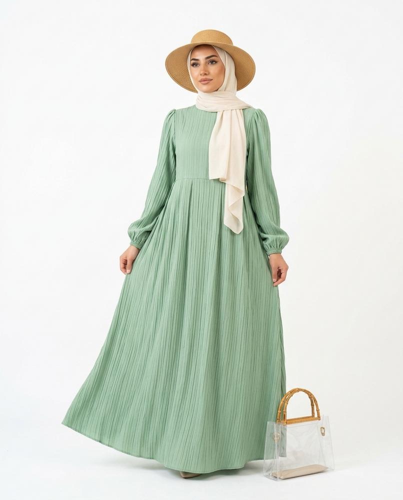 Nisa Outlet - Ronor | Pleated Puff-Sleeved Abaya Women
