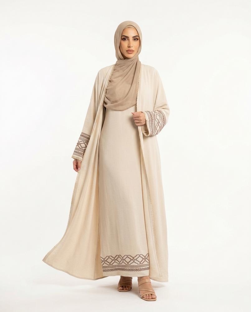 Nisa Outlet - Veran | Embroidered Two-piece Abaya Women