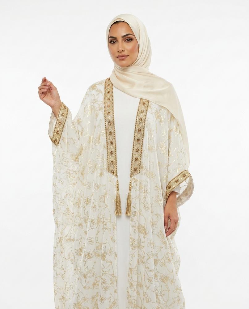 Nisa Outlet - Nozan | Embroidered Open-Front Abaya Women