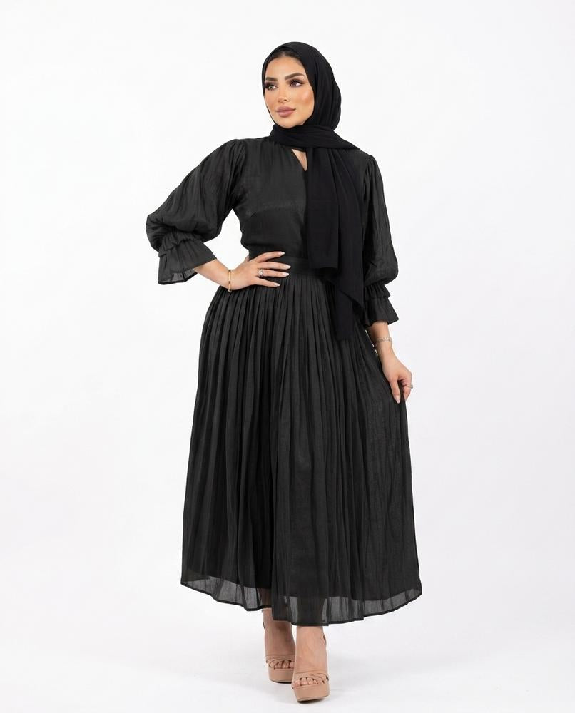 Nisa Outlet - Alvin | Pleated Bishop-Sleeved Abaya Women