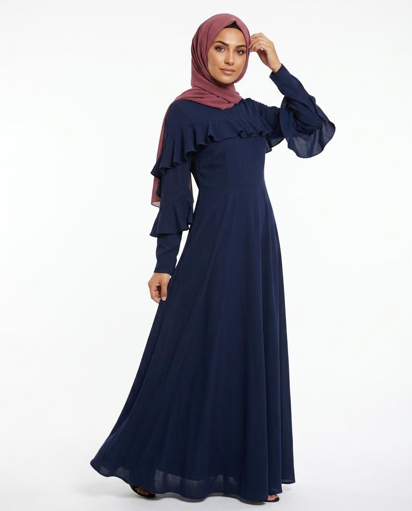 Nisa Outlet - Neser | Ruffled Tiered-Sleeve Abaya Women