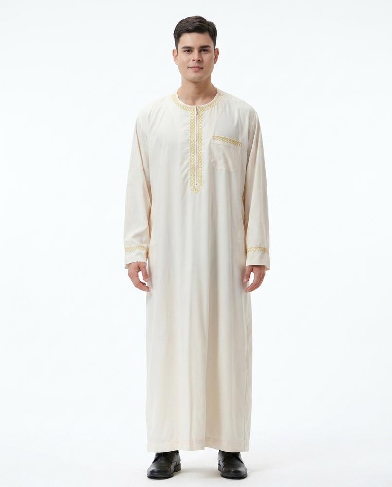 Nisa Outlet - Coken | Embroidered Long-Sleeved Kaftan Men