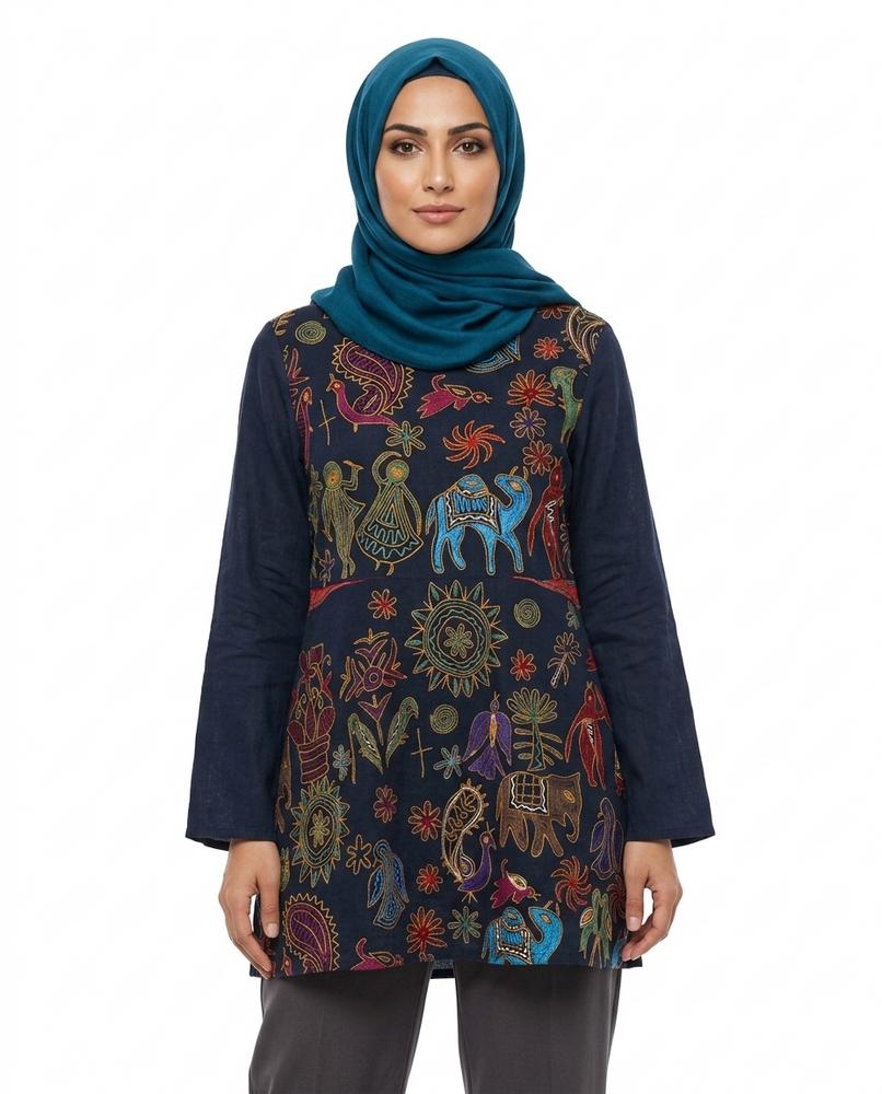 Nisa Outlet - Arvin | Embroidered Long-sleeved Tunic Women
