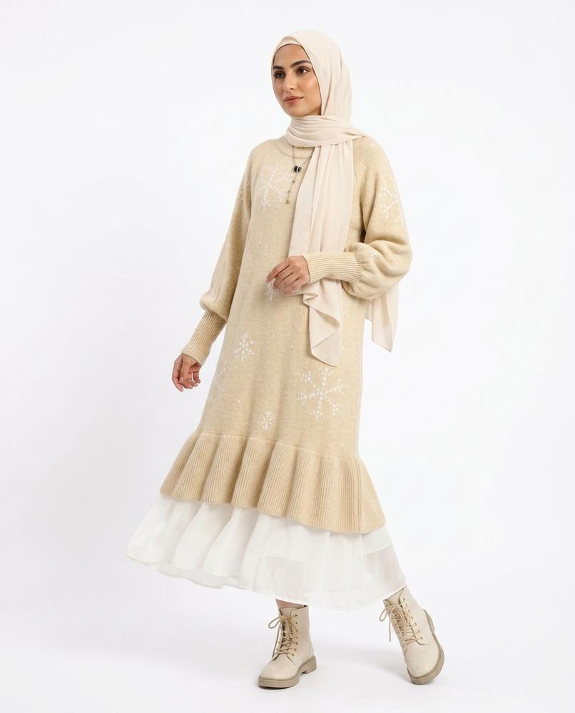 Nisa Outlet - Calev | Knitted Ruffled-Hem Two-piece Set Women