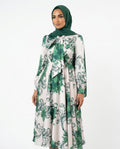 Nisa Outlet - Nosol | Printed Tie-neck Abaya Women